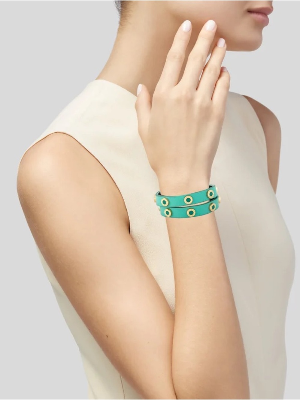 Tory Burch Leather Studded Wrap Bracelet